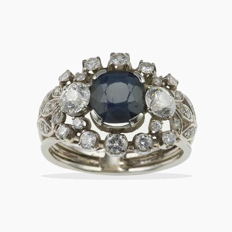 Anello con zaffiro e diamanti  - Asta Vintage Jewellery - Cambi Casa d'Aste