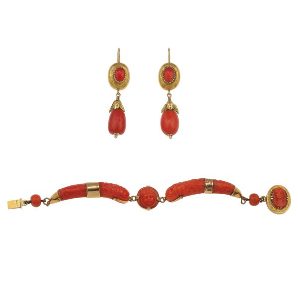Bracciale ed orecchini con corallo
