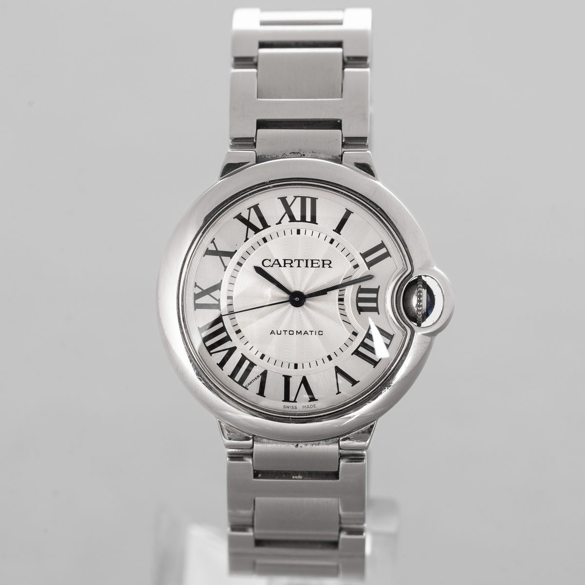 Cartier - Ballon Bleu in Acciaio con Quadrante Argentè con Numeri Romani, Movimento Automatico