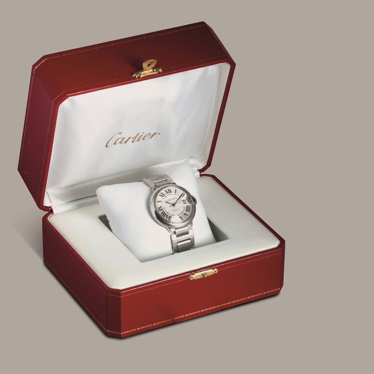 Cartier - Ballon Bleu in Acciaio con Quadrante Argentè con Numeri Romani, Movimento Automatico