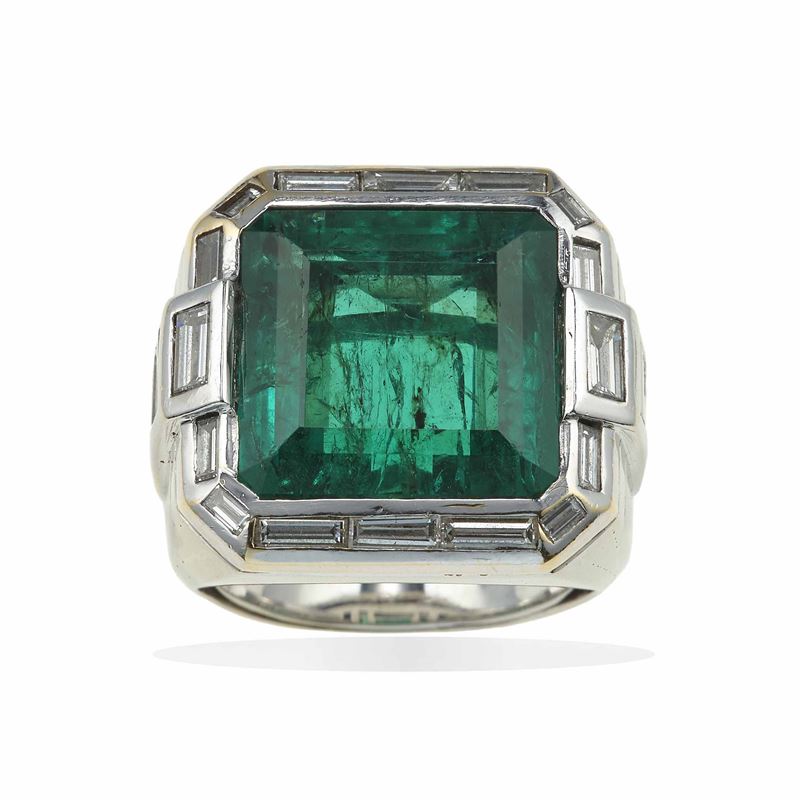 Anello con smeraldo Colombia di ct 10.00 circa  - Asta Fine Jewels - Cambi Casa d'Aste