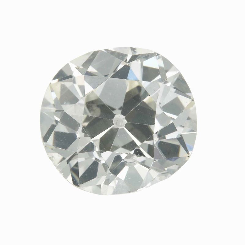Diamante taglio cuscino vecchio di ct 6.80, colore O-P, caratteristiche interne VS2, fluorescenza none  - Asta Fine Jewels - Cambi Casa d'Aste