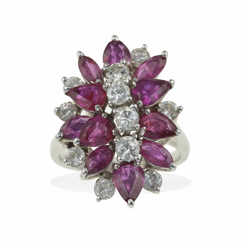 Anello con rubini e diamanti  - Asta Vintage Jewellery - Cambi Casa d'Aste