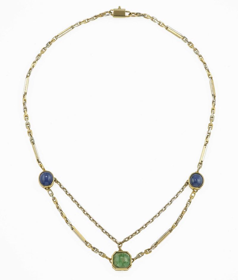 Emerald, sapphire and gold necklace  - Auction Fine Jewels - Cambi Casa d'Aste