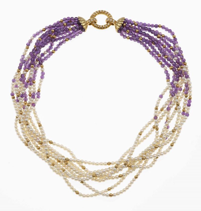 Amethyst and pearl necklace  - Auction Jewels - Cambi Casa d'Aste