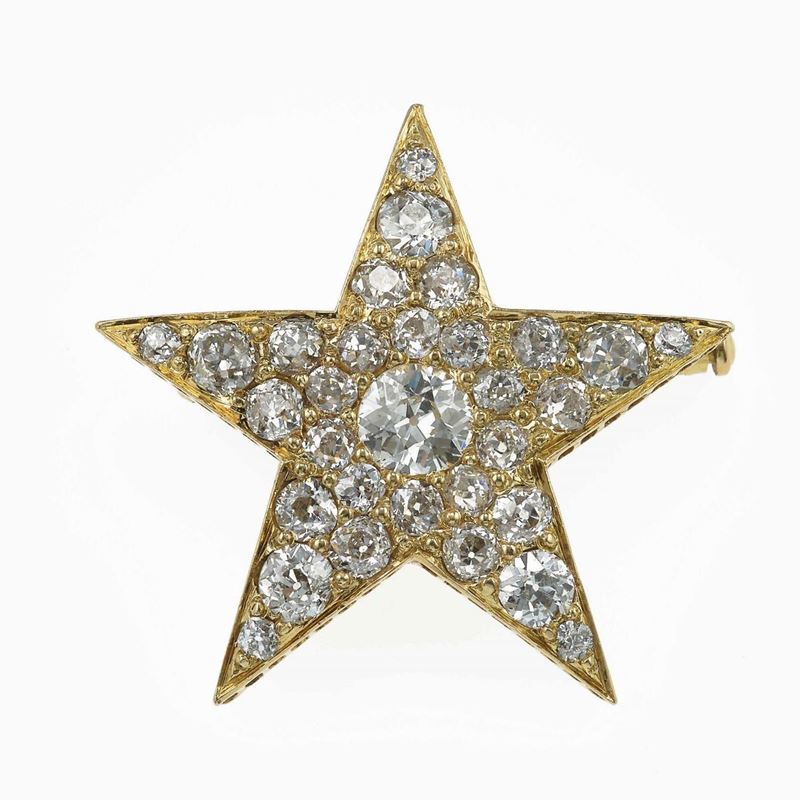 Spilla "stella" con diamanti  - Asta Fine Jewels - Cambi Casa d'Aste