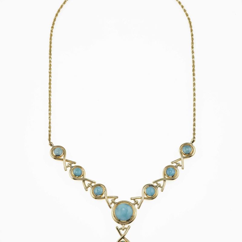 Malachite and pectolite gold necklace  - Auction Jewels - Cambi Casa d'Aste