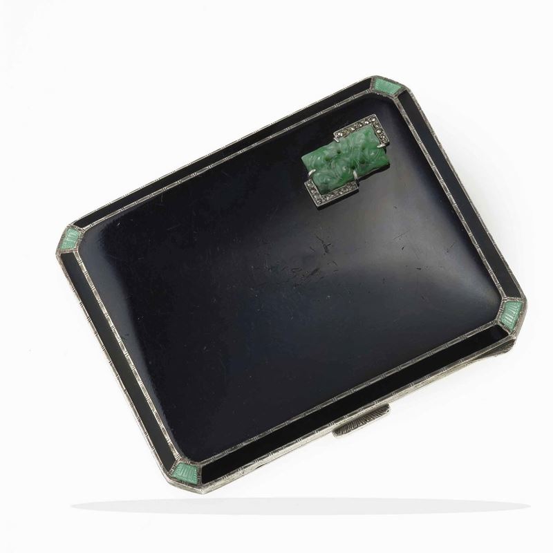 Enamel, jadeite, diamond and silver cigarette case  - Auction Fine Jewels - Cambi Casa d'Aste