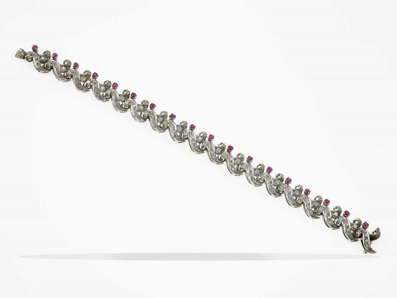 Bracciale con diamanti e rubini  - Asta Fine Jewels - Cambi Casa d'Aste