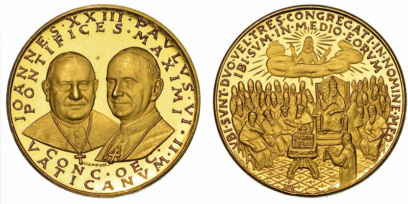VATICANO. PAOLO VI, 1963-1978. Medaglia in oro. Secondo Concilio Ecumenico Vaticano, 1962.  - Auction Numismatics - Cambi Casa d'Aste