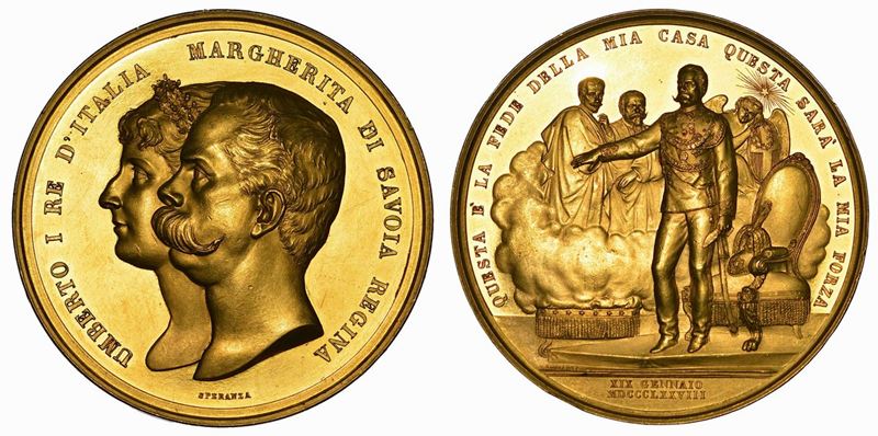 REGNO D'ITALIA. UMBERTO I, 1878-1900. Medaglia in oro per l'Incoronazione 1878.  - Auction Numismatics - Cambi Casa d'Aste