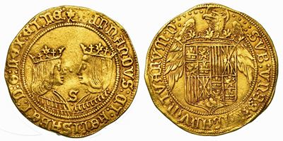 Spagna - Castiglia e Leon. Fernando V e Isabel I, 1474-1504. Doppio Excelente. Siviglia.