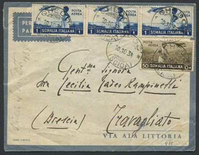 1938, Ghedò (scioa), Busta Via Aerea per Travagliato (bs).