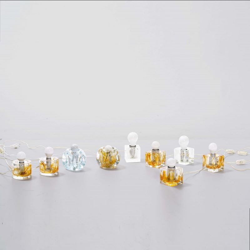 Poliarte : Set di nove lampade da tavolo  - Asta Design - Cambi Casa d'Aste