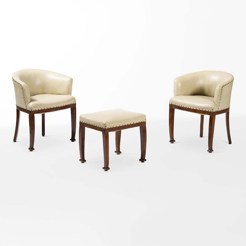 Coppia di poltroncine e pouf  - Auction 20th century furniture - Cambi Casa d'Aste