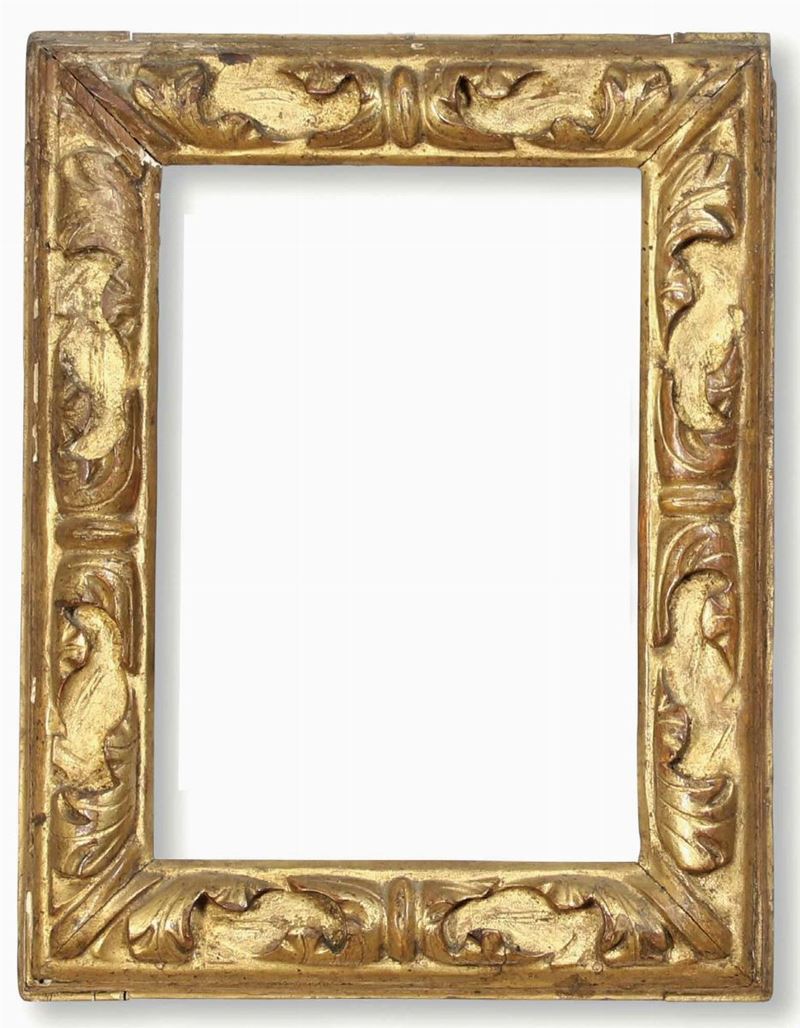 Cornice in legno intagliato e dorato, Italia centrale XVIII secolo  - Auction Frames - Cambi Casa d'Aste