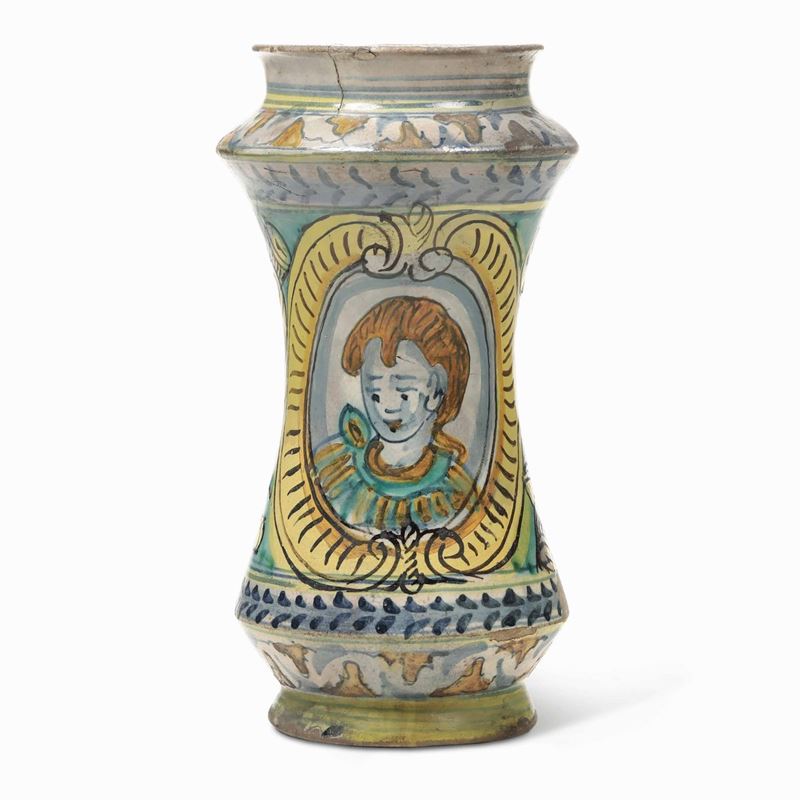 Albarello Burgio, metà del XVII secolo  - Auction Majolica and Porcelain - Cambi Casa d'Aste