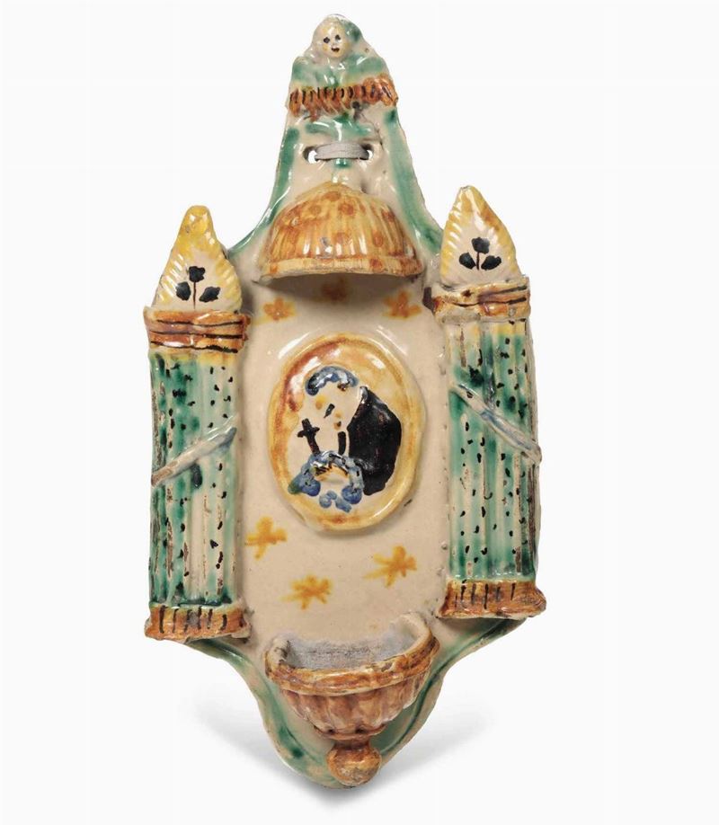 Acquasantiera Ariano Irpino, XIX secolo  - Auction Majolica and Porcelain - Cambi Casa d'Aste