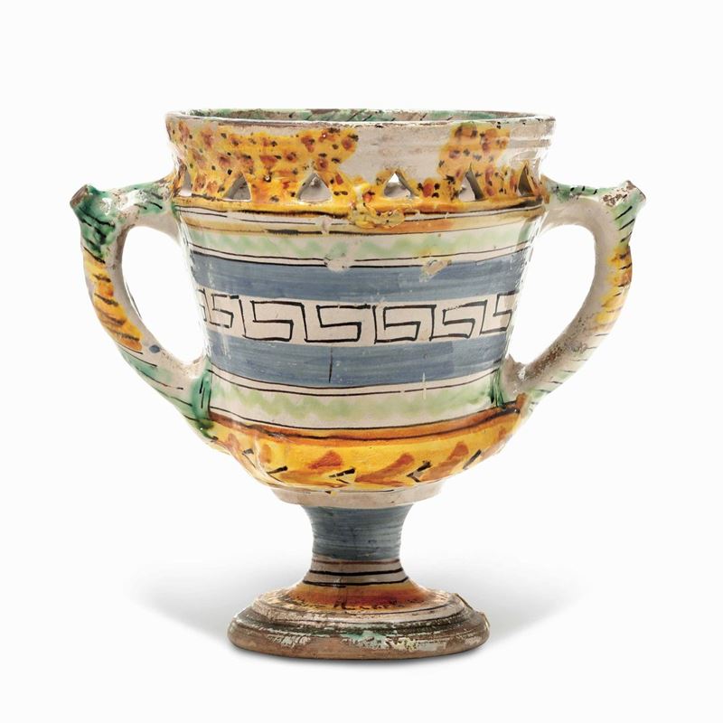 Vaso “ad inganno” Ariano Irpino, XIX secolo  - Auction Majolica and Porcelain - Cambi Casa d'Aste