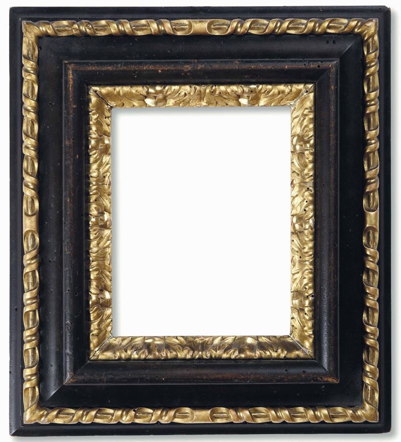 Cornice in legno ebanizzato con profili intagliati e dorati, Toscana XVIII secolo  - Auction Frames - Cambi Casa d'Aste