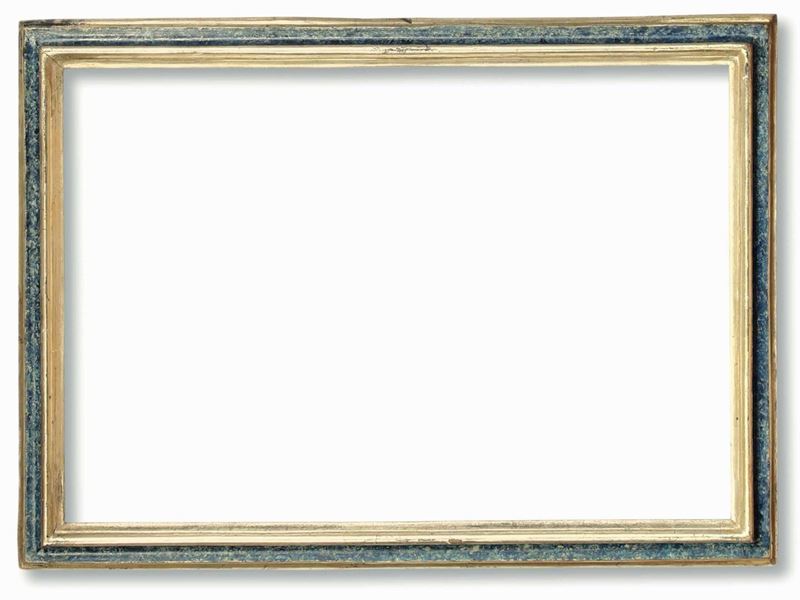Cornice laccata finto lapislazzulo con profili argentati, Marche XVIII secolo  - Auction Frames - Cambi Casa d'Aste