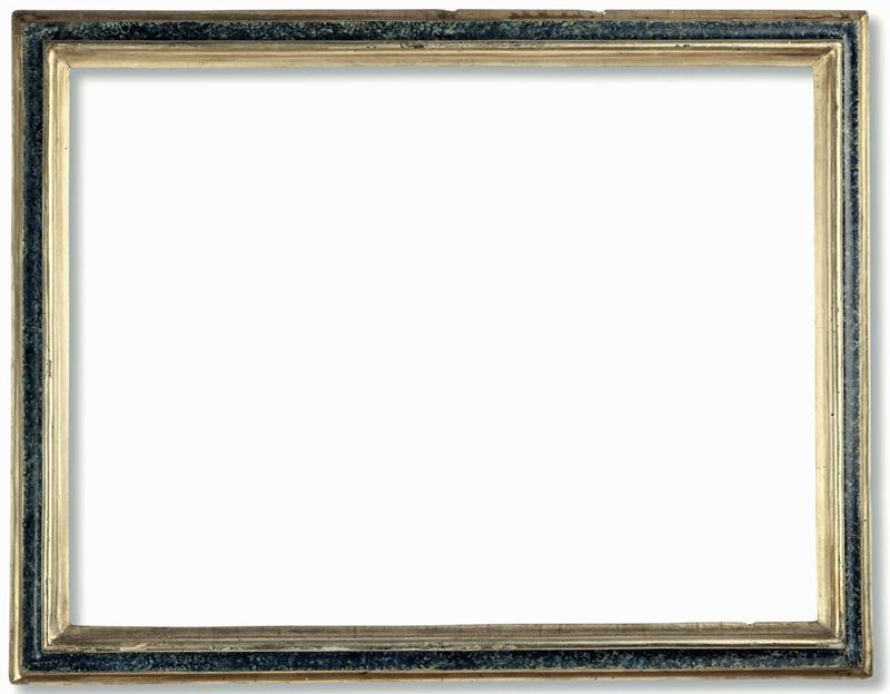 Cornice laccata finto lapislazzulo con profili argentati, Marche XVIII secolo  - Auction Frames - Cambi Casa d'Aste