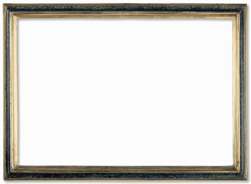Cornice laccata finto lapislazzulo con profili argentati, Marche XVIII secolo  - Asta Cornici Antiche - Cambi Casa d'Aste