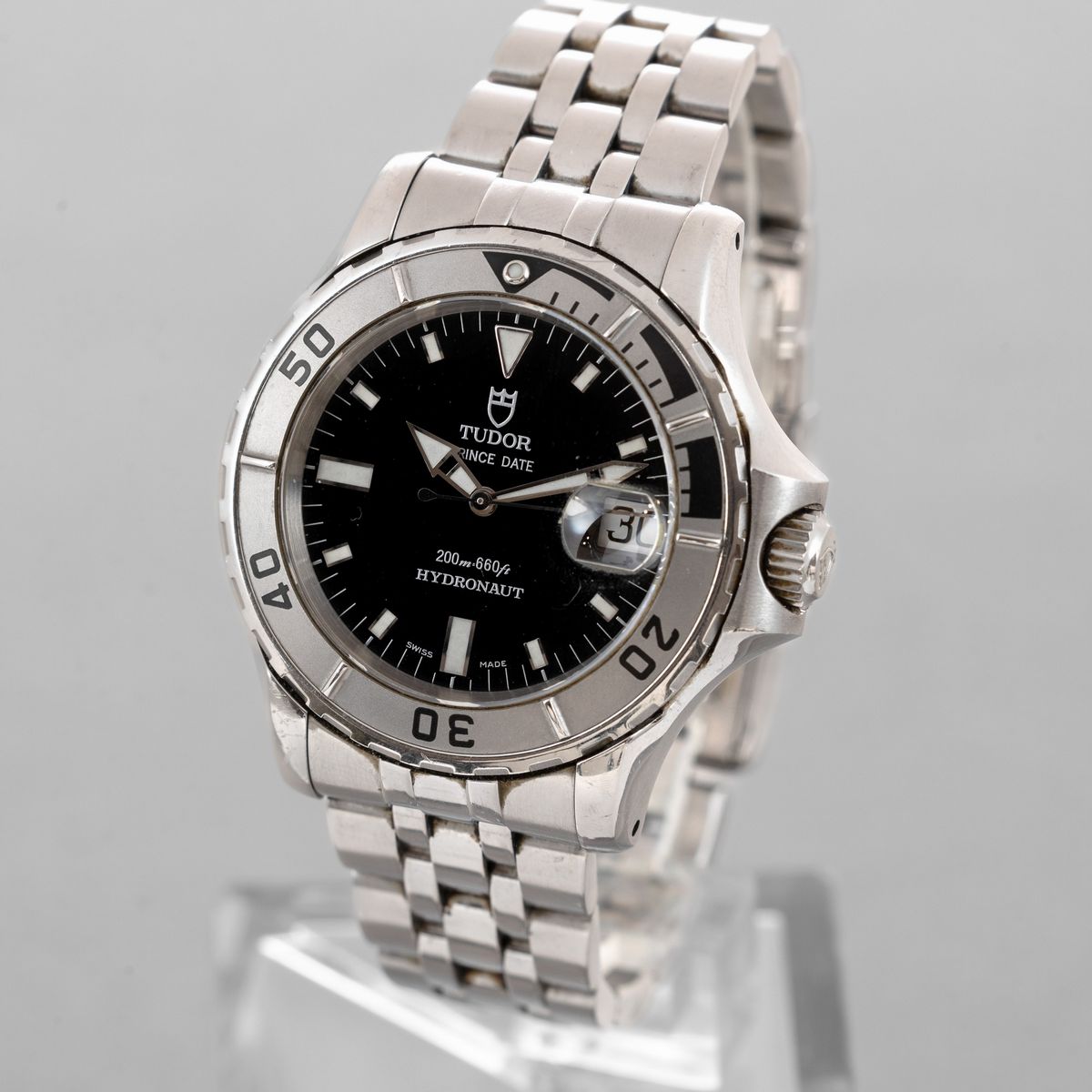 Tudor - Hydronaut in Acciaio, Quadrante Nero con Indici Luminescenti, Datario e Ghiera Girevole C...