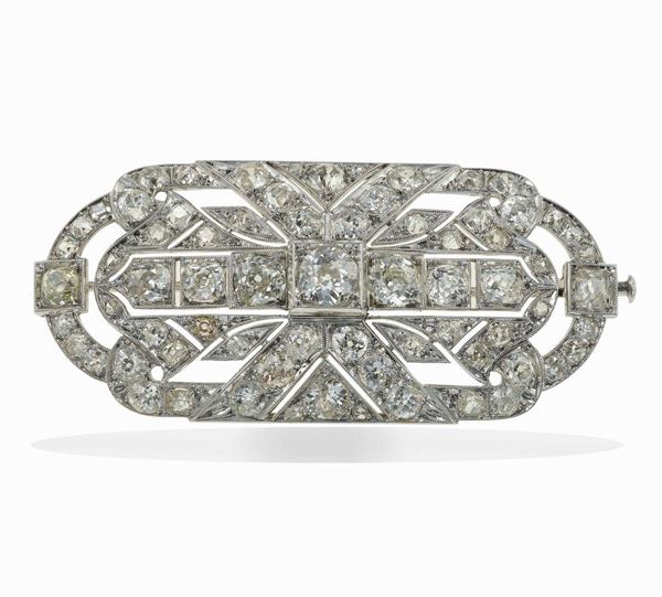 Old-cut diamond and gold brooch