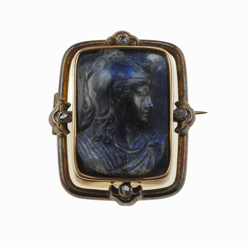 Labradorite cameo and gold brooch  - Auction Fine Jewels - Cambi Casa d'Aste