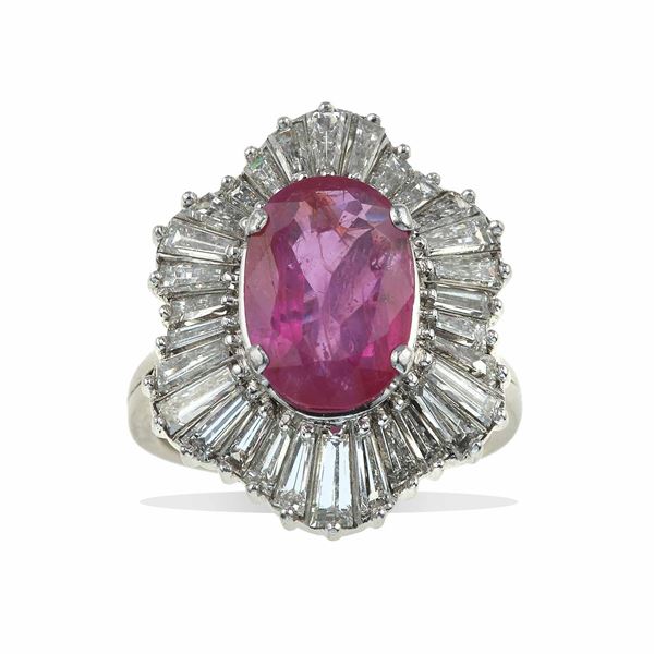 Burma ruby and diamond ring. Gemmological Report R.A.G. Torino n. C22019mn