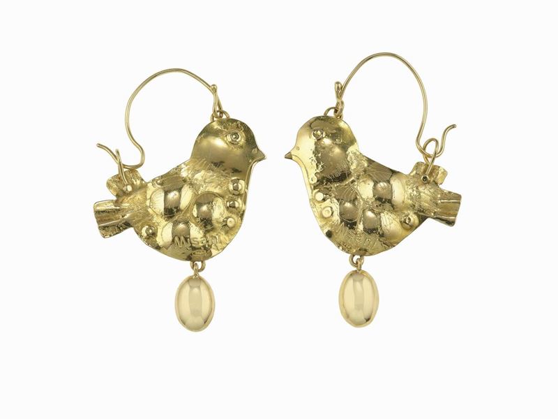 Pair of gold earrings  - Auction Fine Jewels - Cambi Casa d'Aste