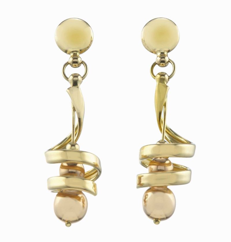 Pair of gold earrings  - Auction Fine Jewels - Cambi Casa d'Aste