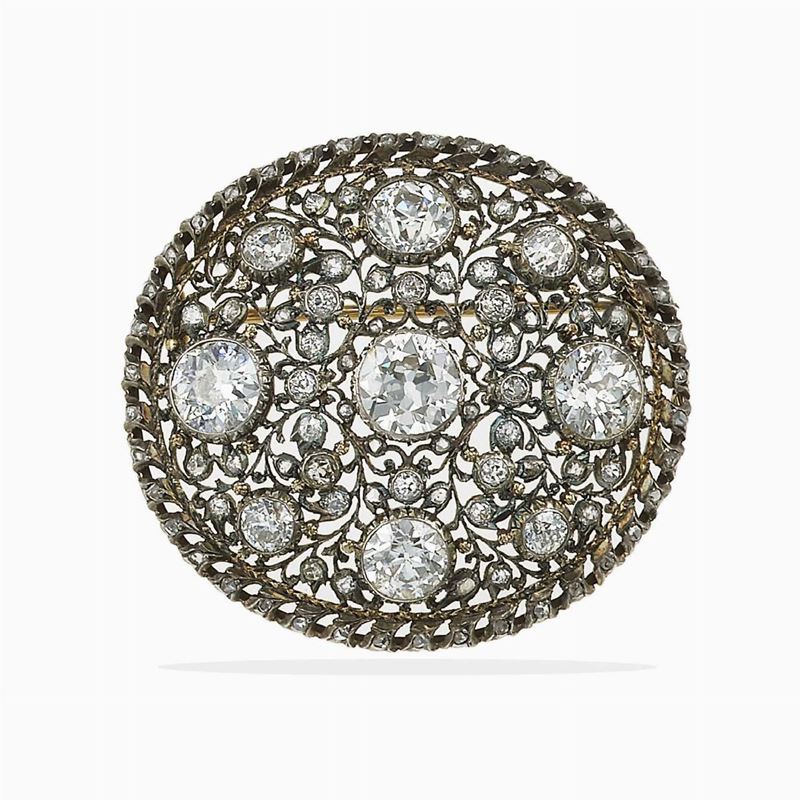 Spilla con diamanti di vecchio taglio per ct 7.00 circa  - Asta Fine Jewels - Cambi Casa d'Aste