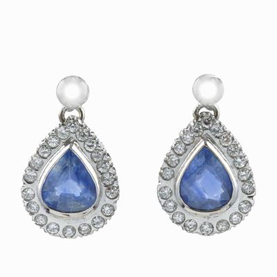 Orecchini con Zaffiri Sri Lanka e Diamanti
