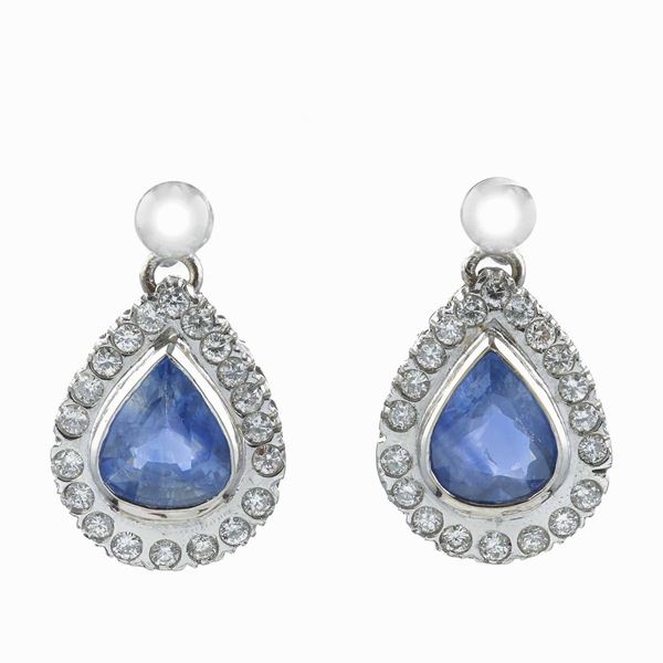 Pair of sapphire and diamond earrings