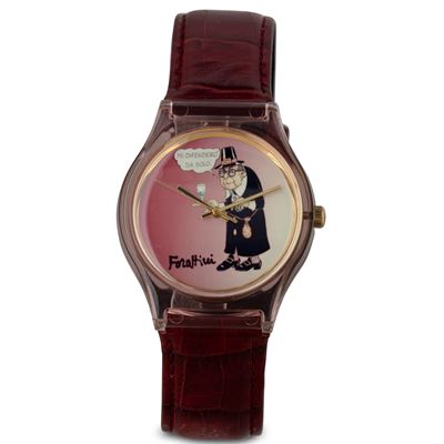 Orologio al Quarzo con Cinturino in Gomma "forattini" con Astuccio Originale, 40x35 MM