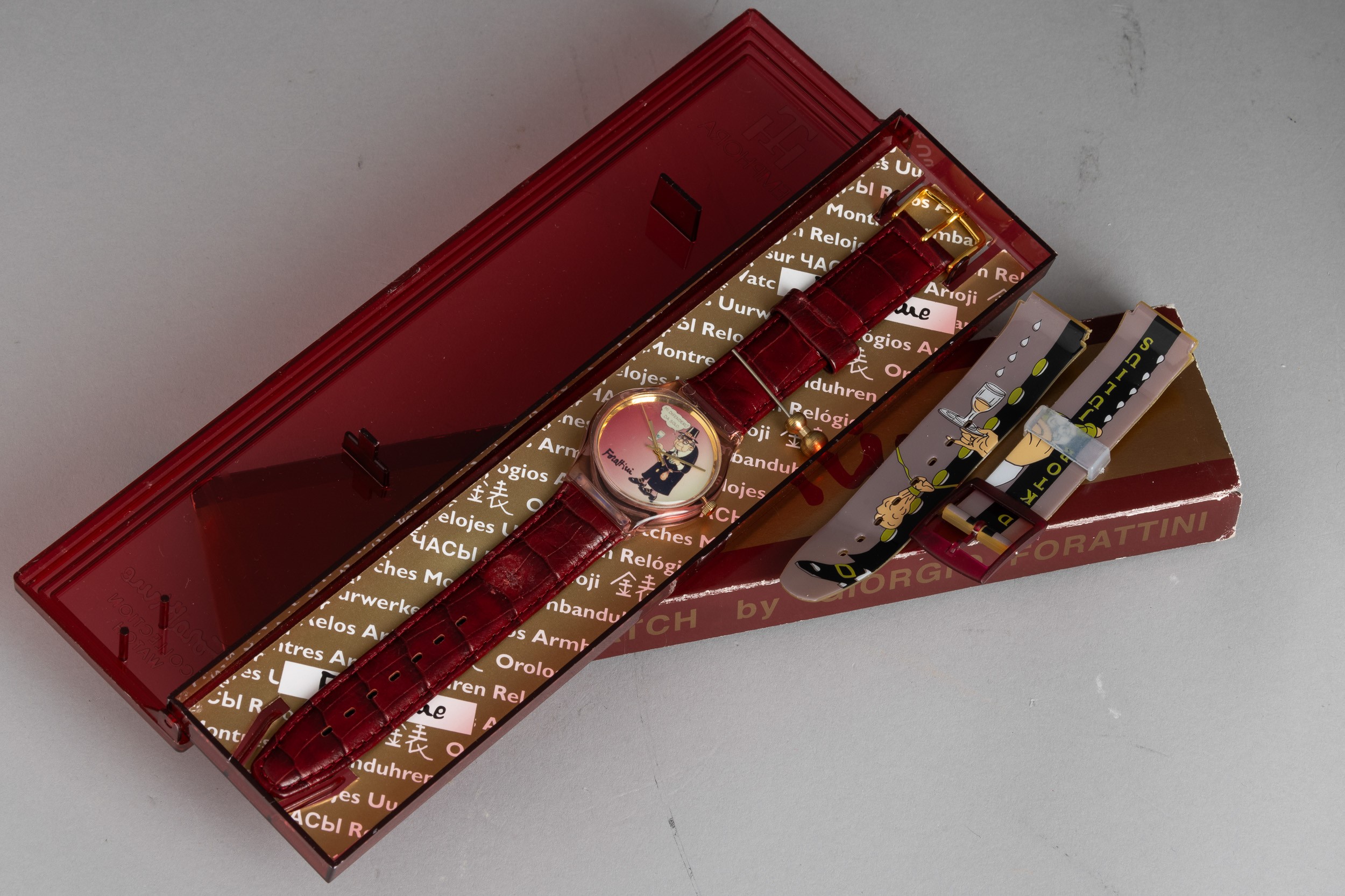 Orologio al Quarzo con Cinturino in Gomma "forattini" con Astuccio Originale, 40x35 MM