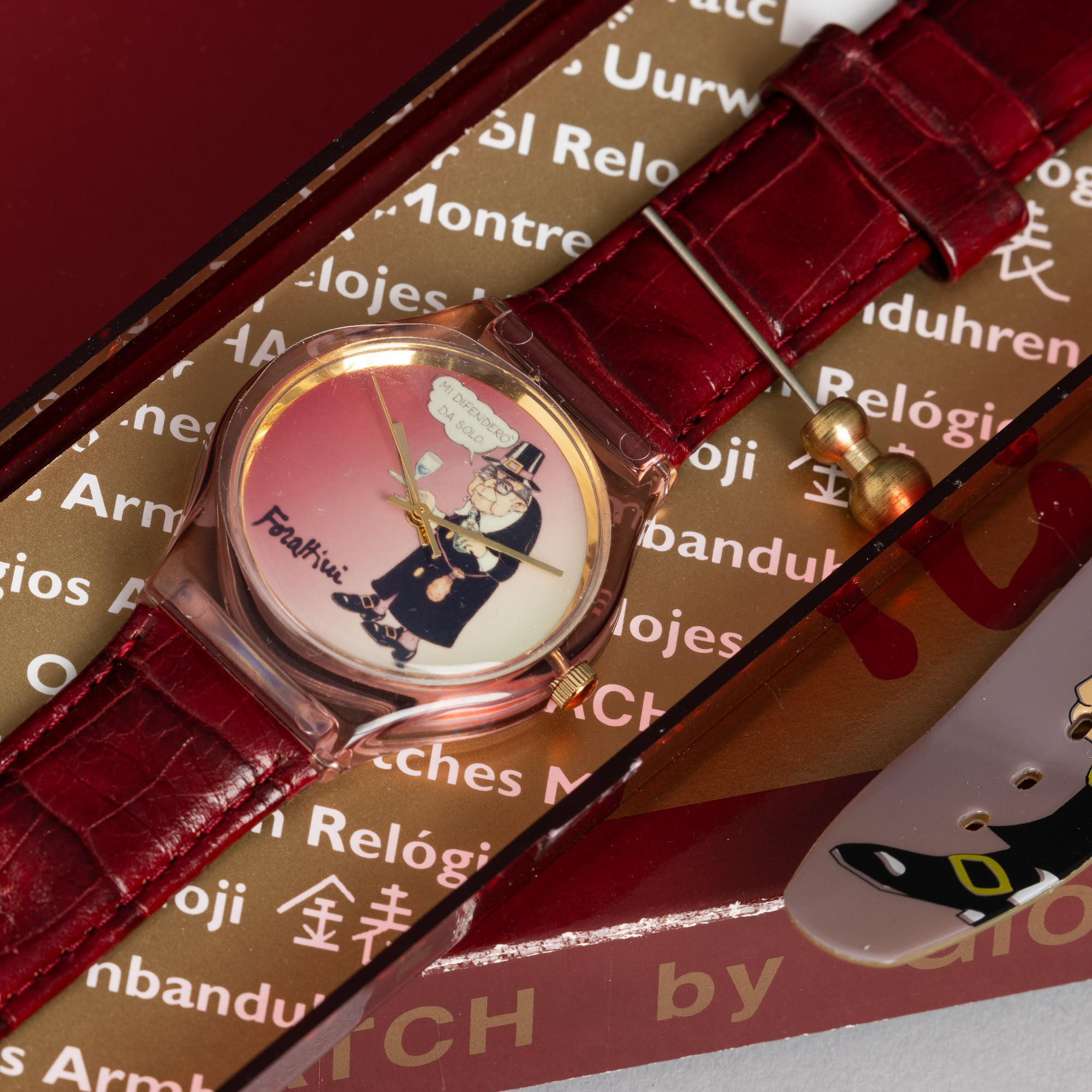 Orologio al Quarzo con Cinturino in Gomma "forattini" con Astuccio Originale, 40x35 MM