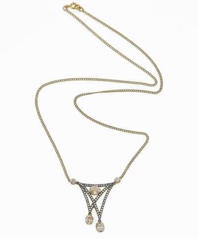 Pendente con diamanti di vecchio taglio, montatura in oro giallo 750/1000 e argento