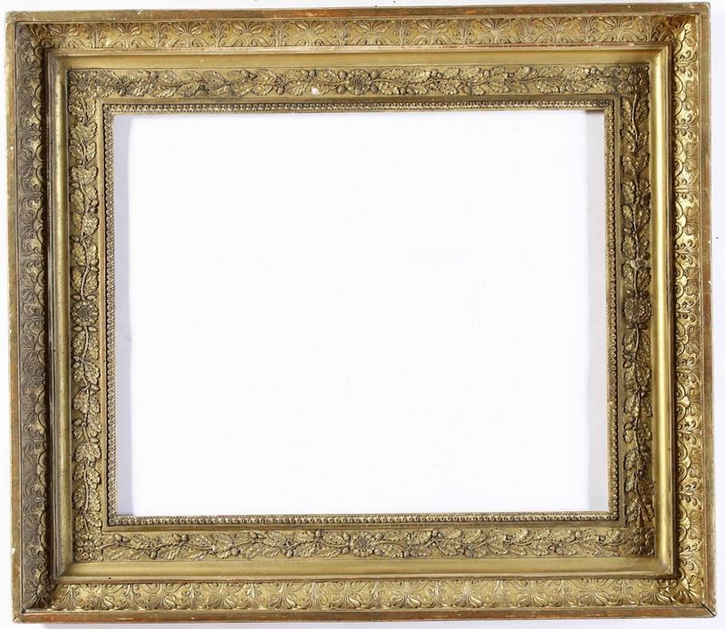 Cornice Impero in pastiglia con fregi dorati, XIX secolo  - Auction Frames - Cambi Casa d'Aste