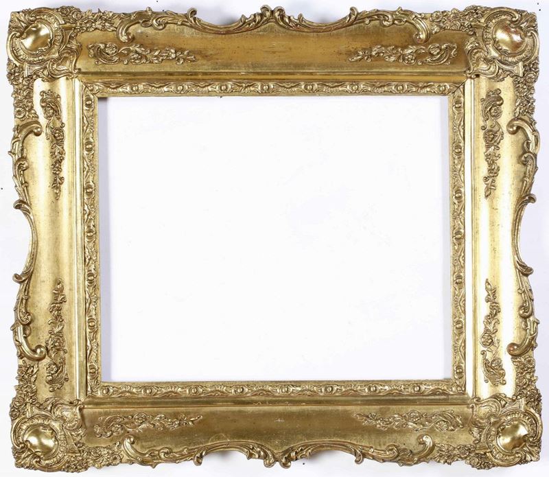 Cornice a vassoio in pastiglia dorata. XIX secolo  - Auction Frames - Cambi Casa d'Aste