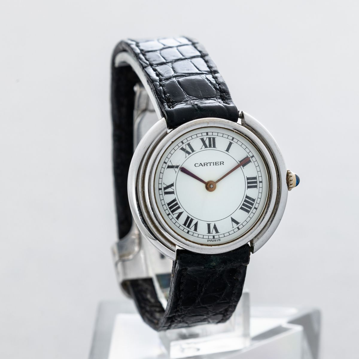 Cartier - Raro Ellipse Vendome Automatico in Oro Bianco 18k Solo Tempo con Fondello a Pressione Q...
