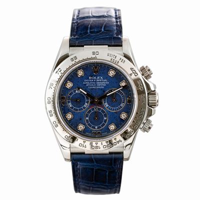 Daytona Ref 16519 in Oro Bianco 18k con Quadrante in Sodalite e Indici in Brillanti, Ghiera Tachi...