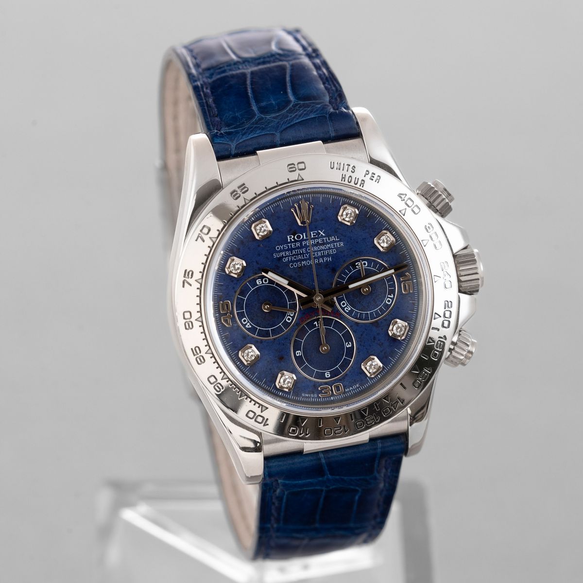 Daytona Ref 16519 in Oro Bianco 18k con Quadrante in Sodalite e Indici in Brillanti, Ghiera Tachi...