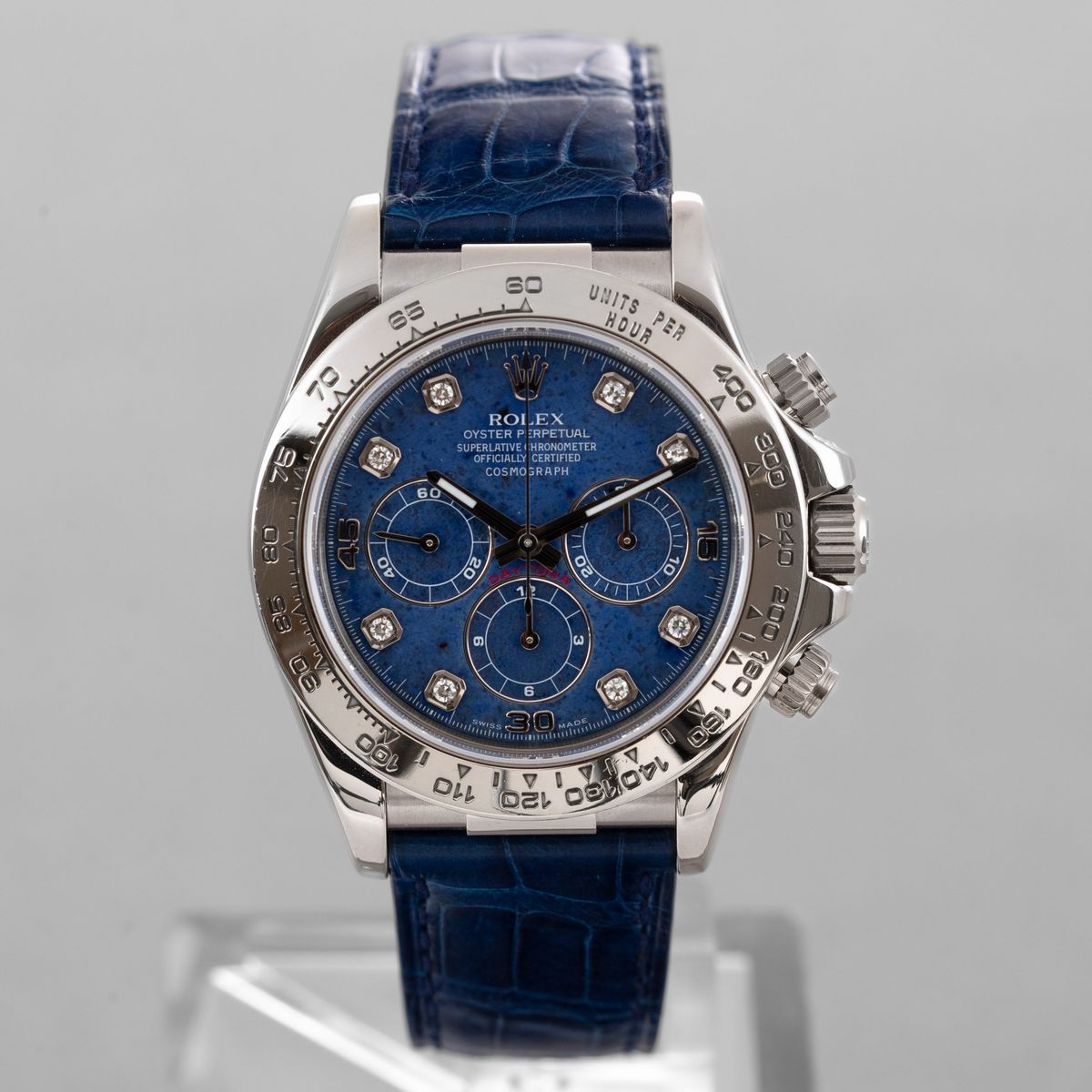 Daytona Ref 16519 in Oro Bianco 18k con Quadrante in Sodalite e Indici in Brillanti, Ghiera Tachi...