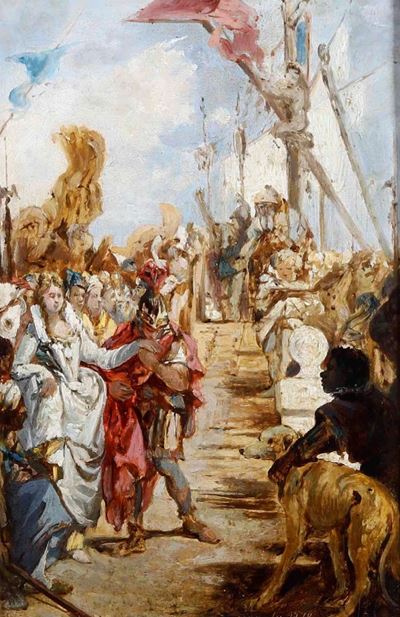 Scuola del XVIII Secolo Incontro tra Antonio e Cleopatra