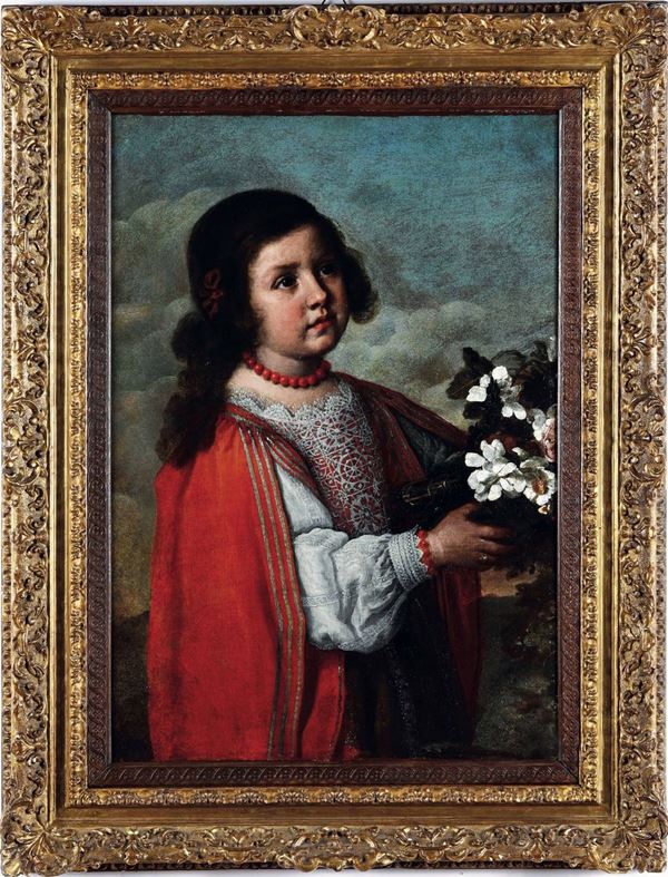 Ritratto di bambina con fiori e more