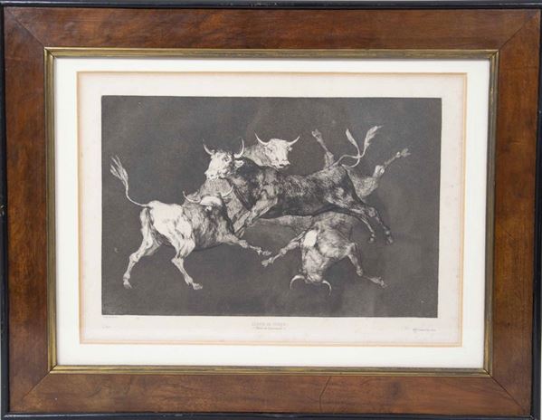 Francisco José Goya y Lucientes 1746-1828 Dai "Proverbios"...Quattro incisioni entro eleganti cornici