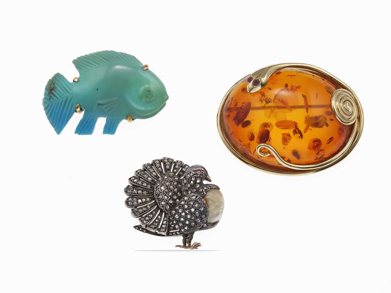Three animalier brooches  - Auction Jewels - Cambi Casa d'Aste